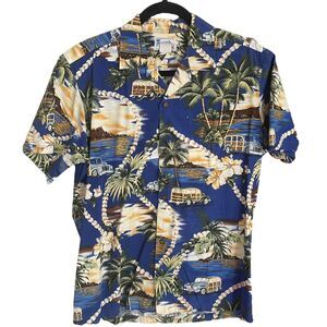Mens Hawaiian Shirt Woody Diamond Head Palm Vintage Hawaii Brand Cotton Small